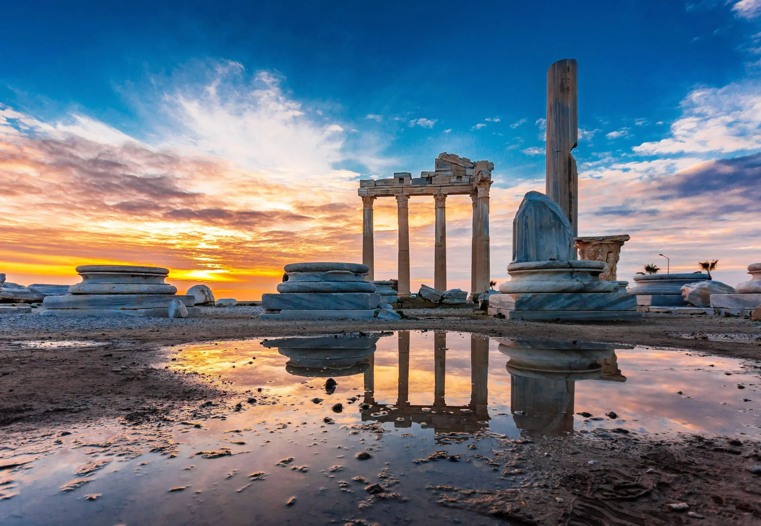 Scenic view of Side on the Mediterranean coast in Antalya Province.