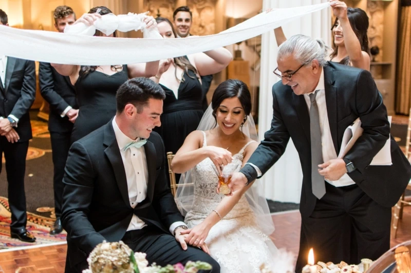 Traditional Persian wedding attire and decorations
