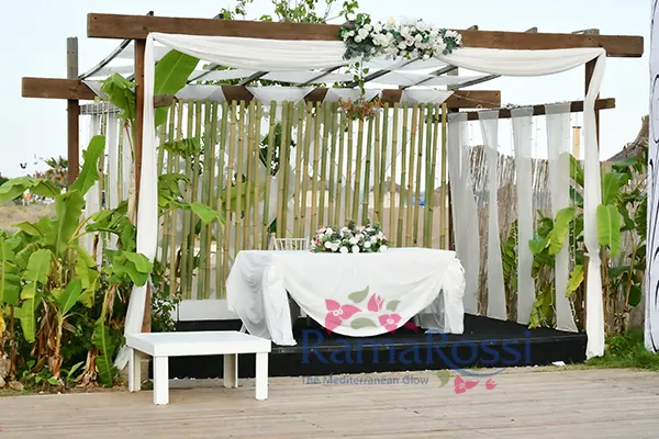 couple seating place in Larena beach garden