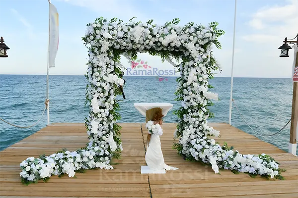Wedding arch in larena beach Antalya for wedding ceremony