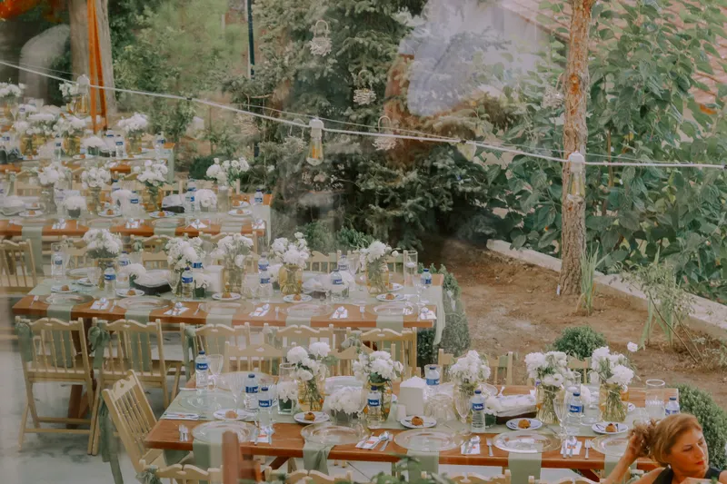A vibrant restaurant buyout for an Antalya wedding for 60 guests, featuring exquisite dining arrangements and joyful celebrations.
