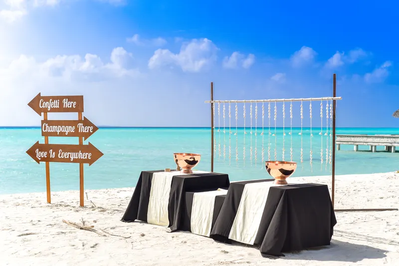 A detailed checklist for a destination wedding timeline, highlighting important tasks leading up to the big day.