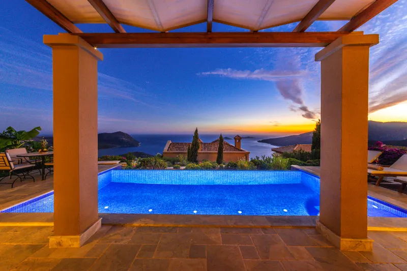 A beautifully decorated boutique hotel in Kalkan, featuring elegant wedding arrangements that cater to luxury and comfort for guests.