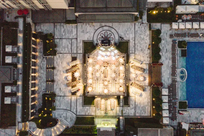 An elegant hotel wedding venue in Turkey, highlighting the advantages of accommodation and supplier access compared to standalone event venues.
