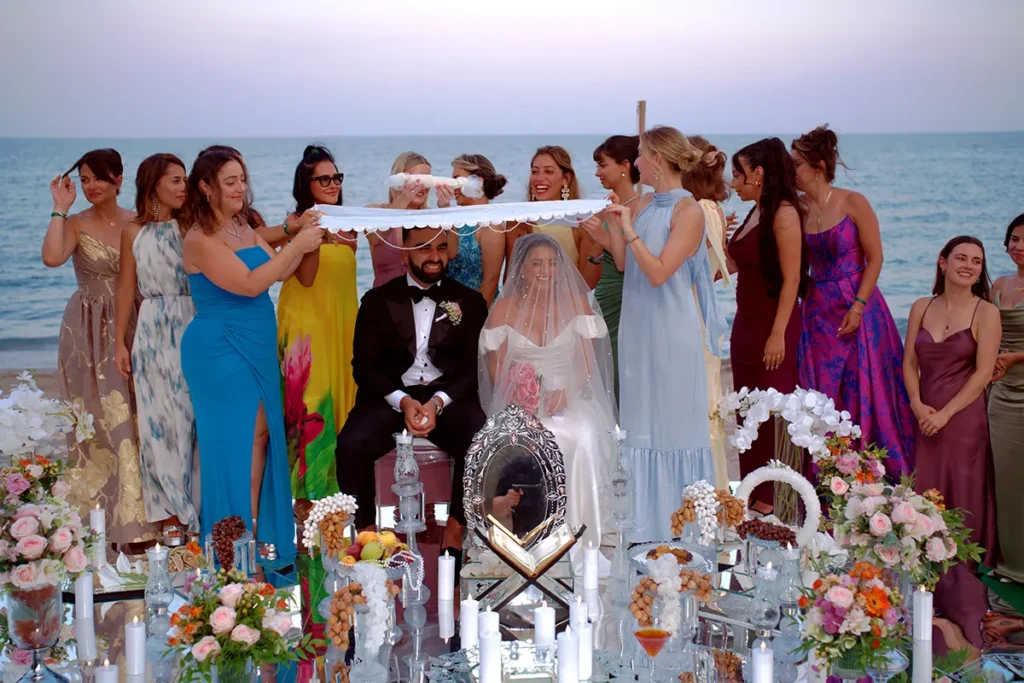 Ramarossi Persian Sofreh Aghd wedding ceremony by the sea